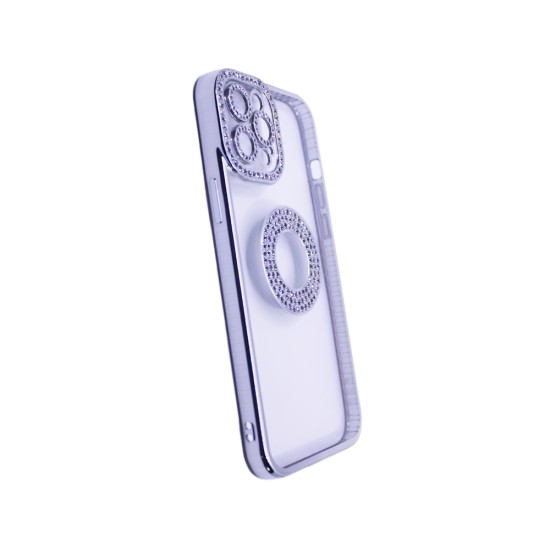 Capa de Silicone Suave com Design de Diamante para Apple iPhone 12 Pro Max Prata